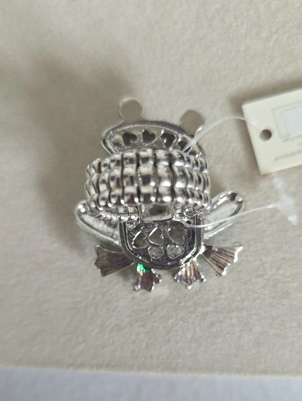 ​Whimsical Crystal Frog Statement Ring Stretchy Band Silver Tone